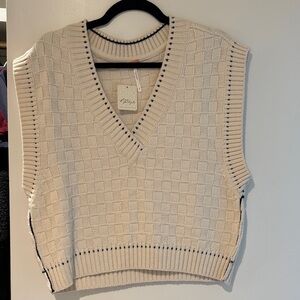 Free People- Cream Knit Sleeveless Sweater Vest